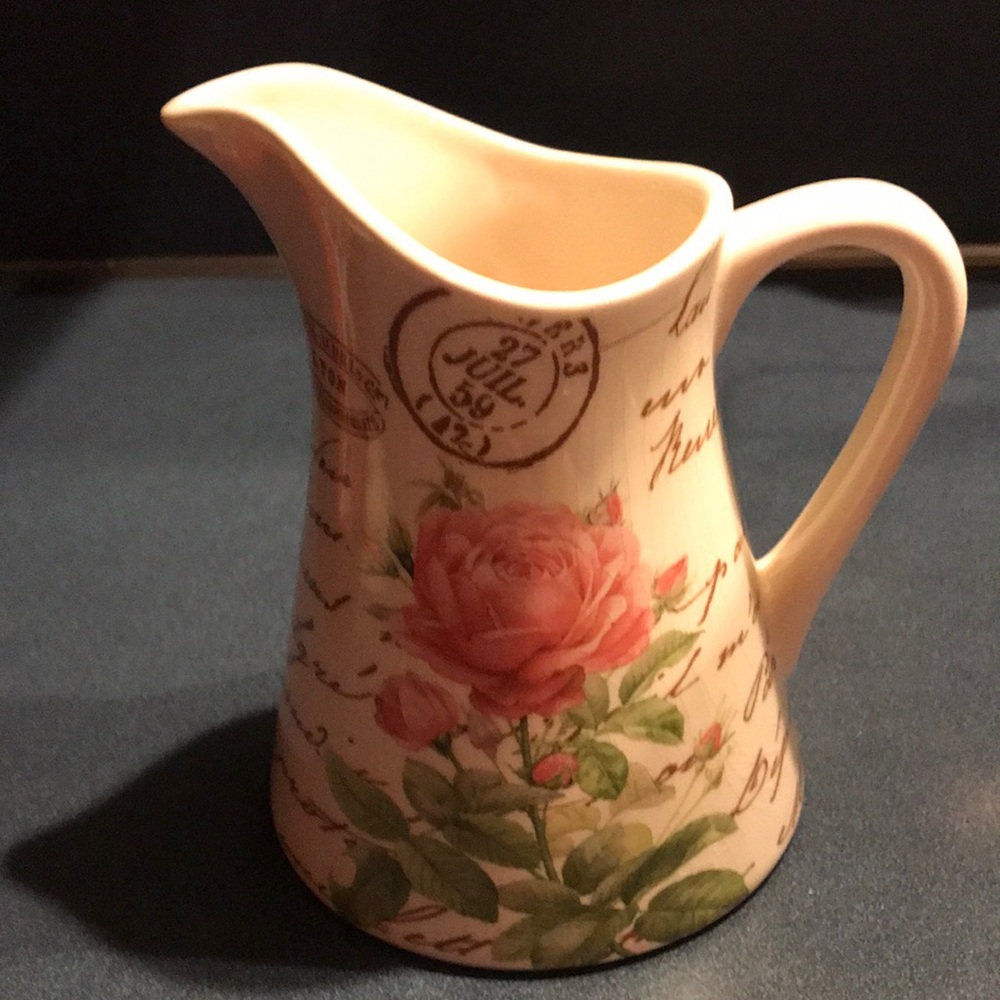 Telefloral Gift Shabby Pink Rose Floral Chic Pitcher Vase